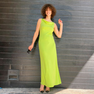 Pattern of a long dress with a semi-fitted silhouette