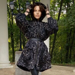 The pattern of the parkas jacket.