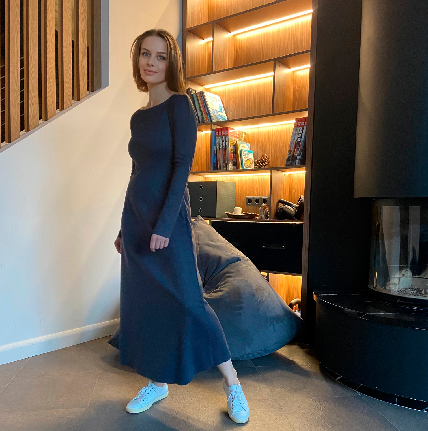 0120 The pattern of a midi dress with a raglan sleeve made of knitwear — изображение 4