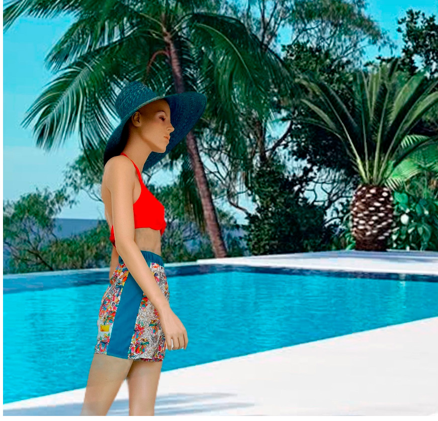 00405 Is a model of free-volume beach shorts with stripes. — изображение 3