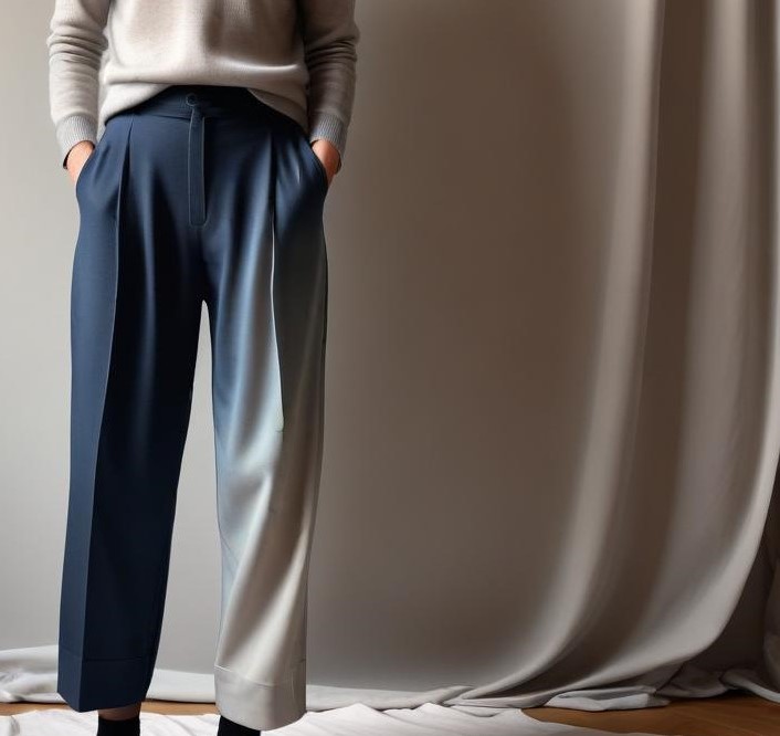 Trousers made of soft fabrics.