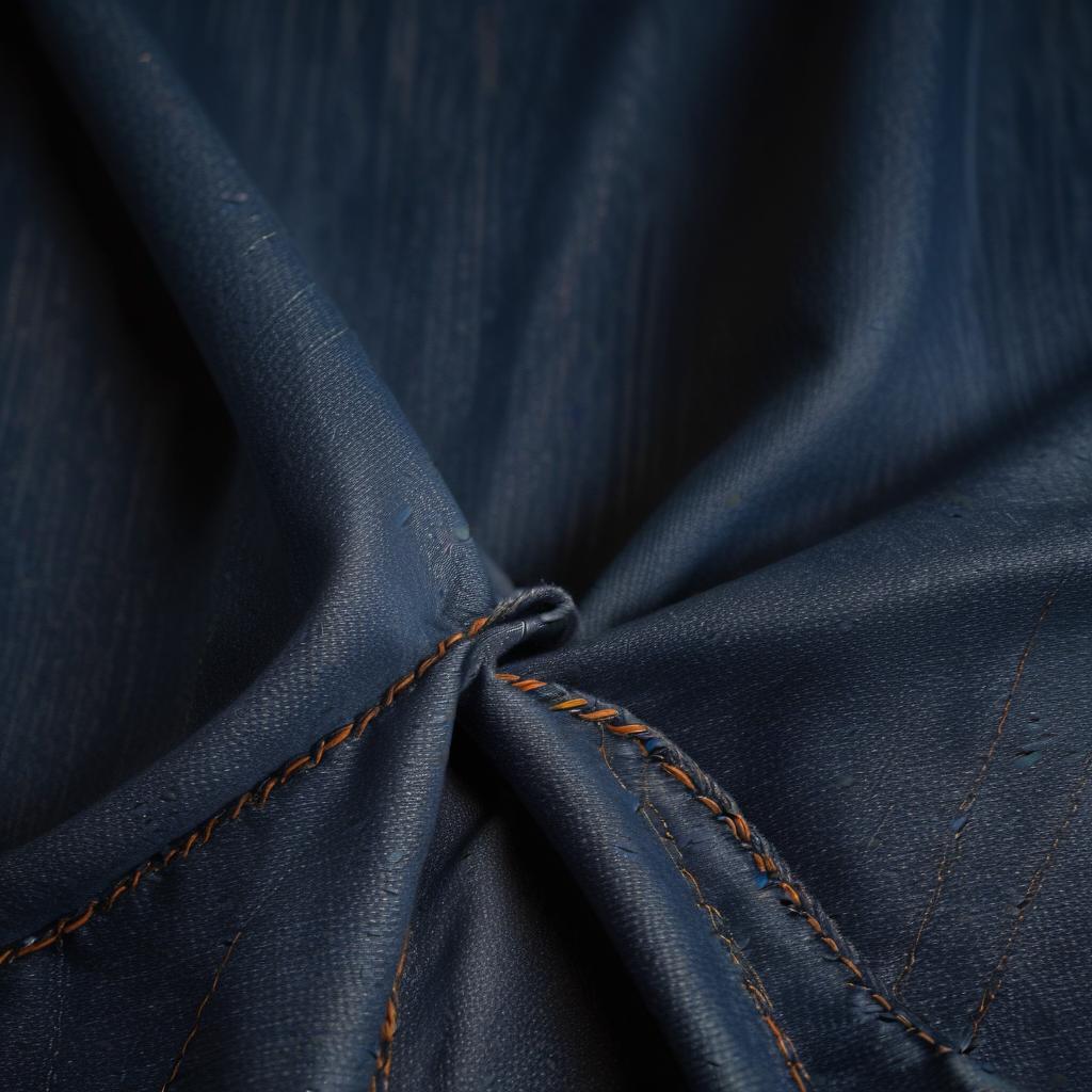 Close-up of blue denim fabric for sewing trousers
